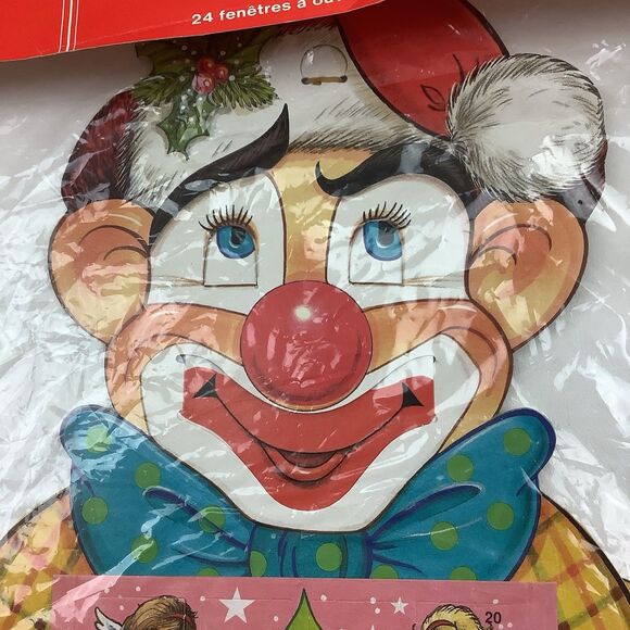 Vintage Pull String Santa Christmas Advent Calendar Denmark Moldow Movable Clown - Picture 4 of 12